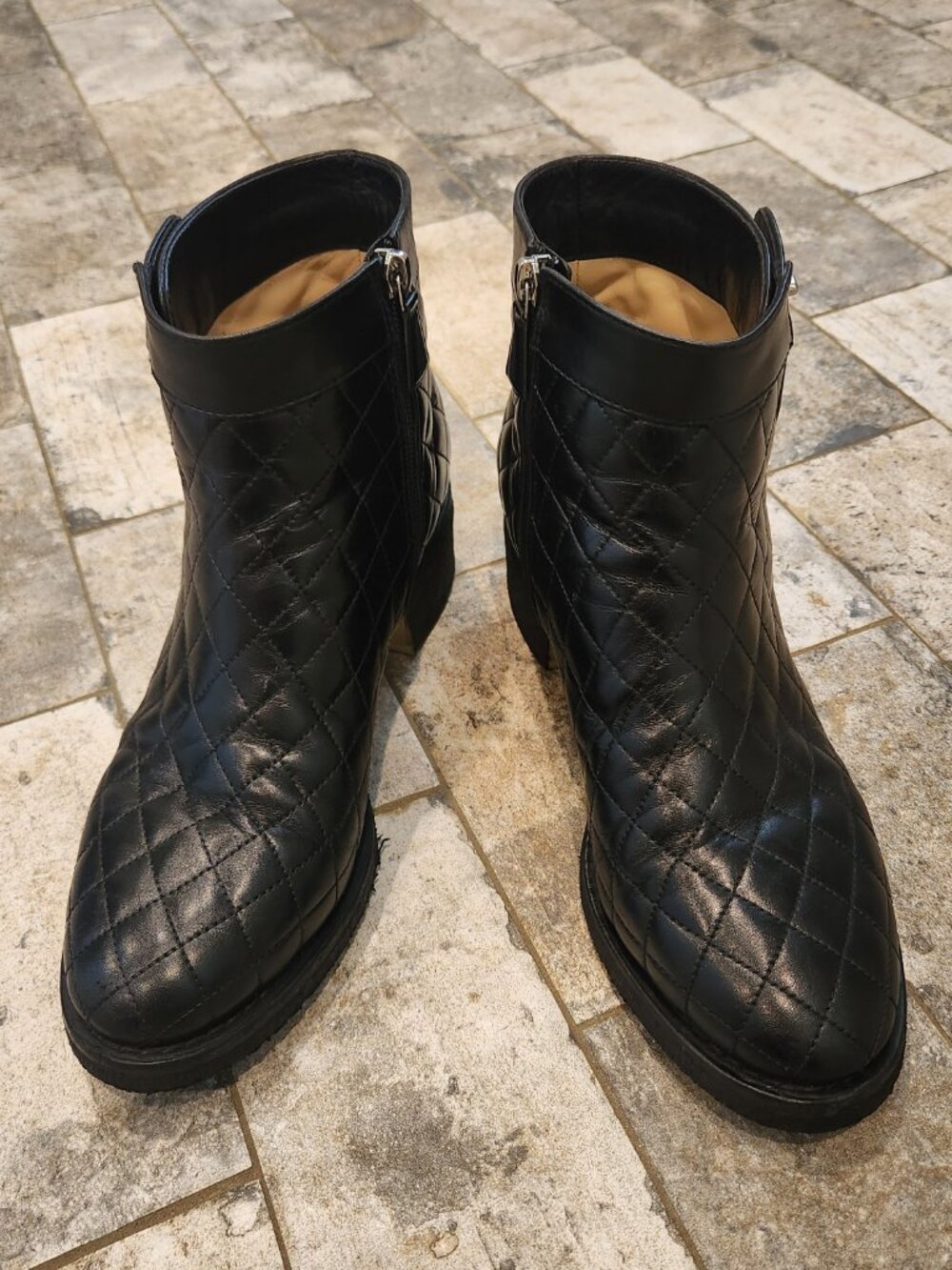 Chanel Black Quilted Calfskin Short Boots, Authentic - Picture 8 of 14